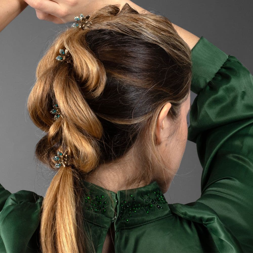 Mini Crystal Maple Leaf Hair Claw Clip - Image 3
